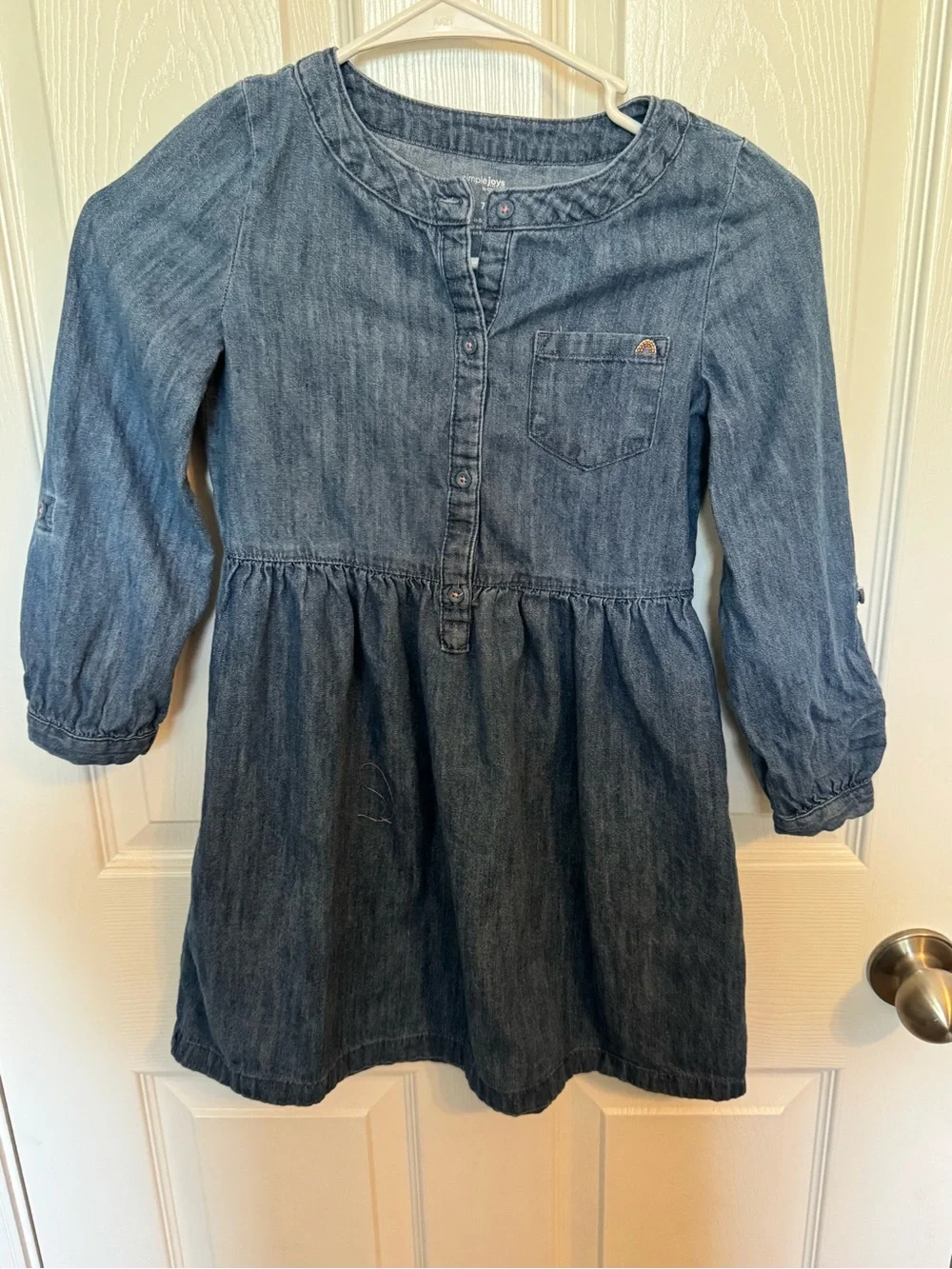 Girls' Denim Button-Front Casual Dress - Blue